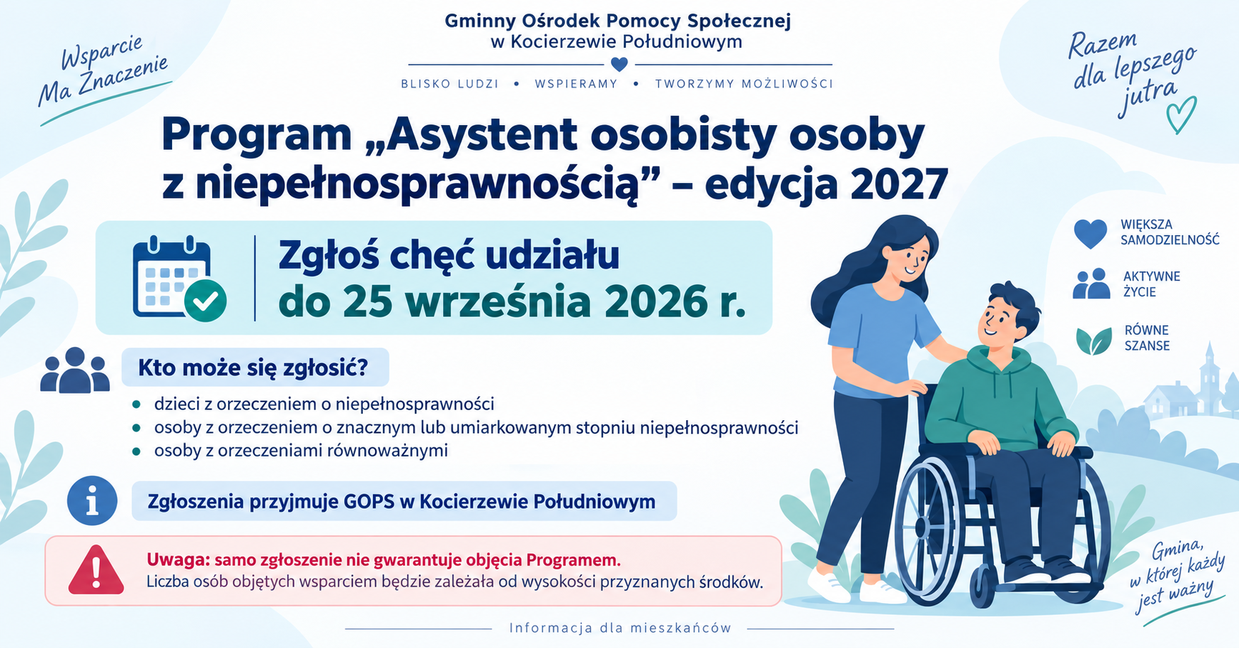 Informacja o&nbsp;naborze do Programu "Asystent osobisty osoby z&nbsp;niepełnosprawnością" - edycja 2027