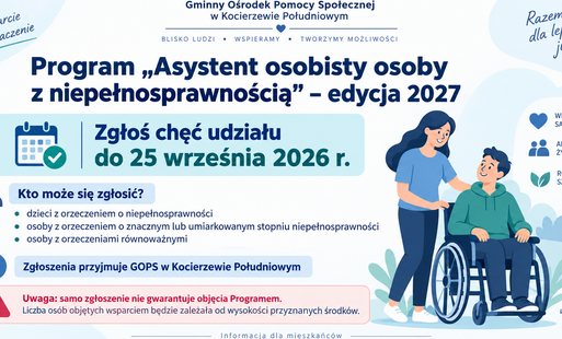Informacja o naborze do Programu "Asystent osobisty osoby z niepełnosprawnością" - edycja 2027